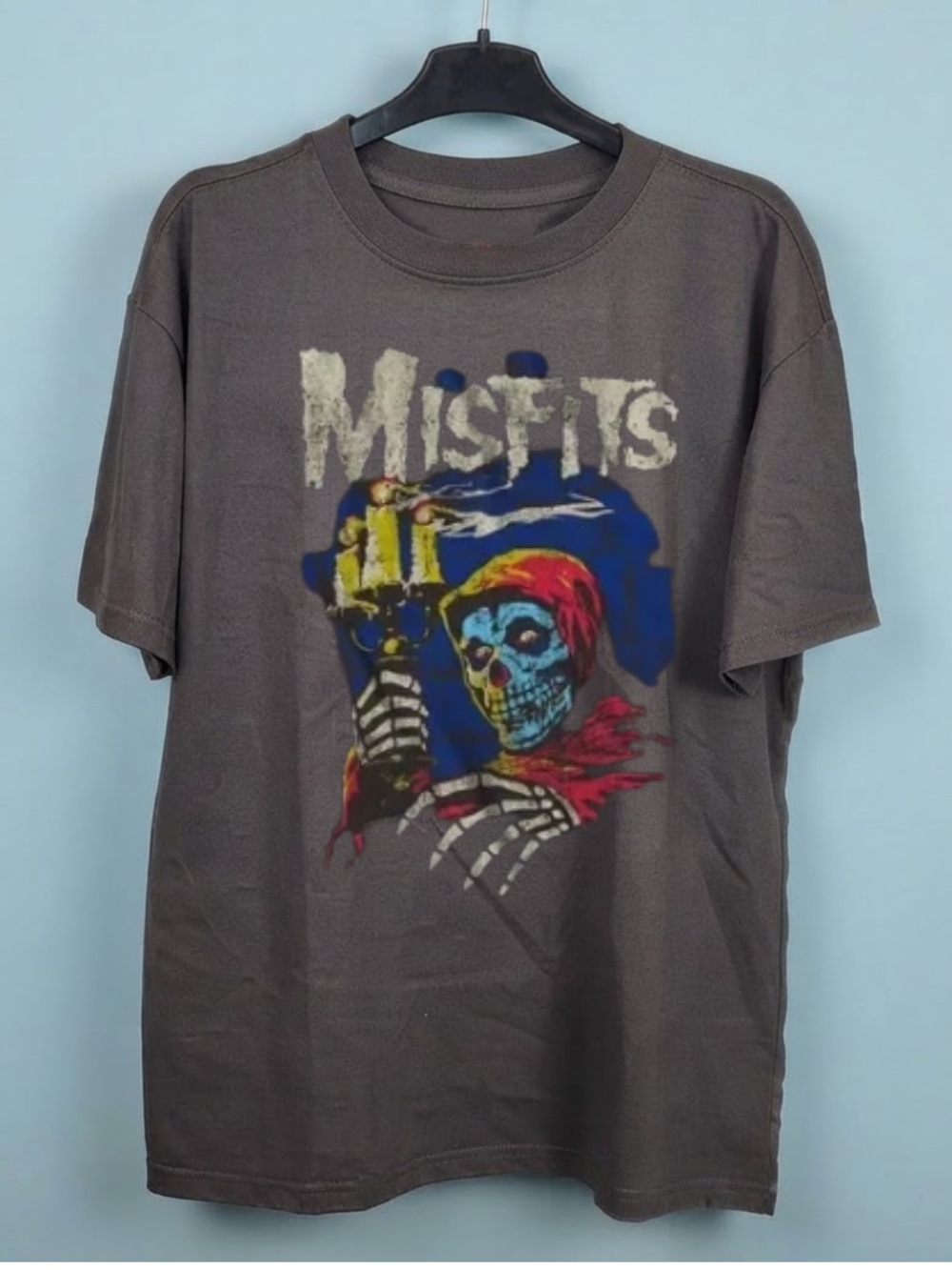 Gildan Charcoal Gray Misfits Skull Graphic Tee